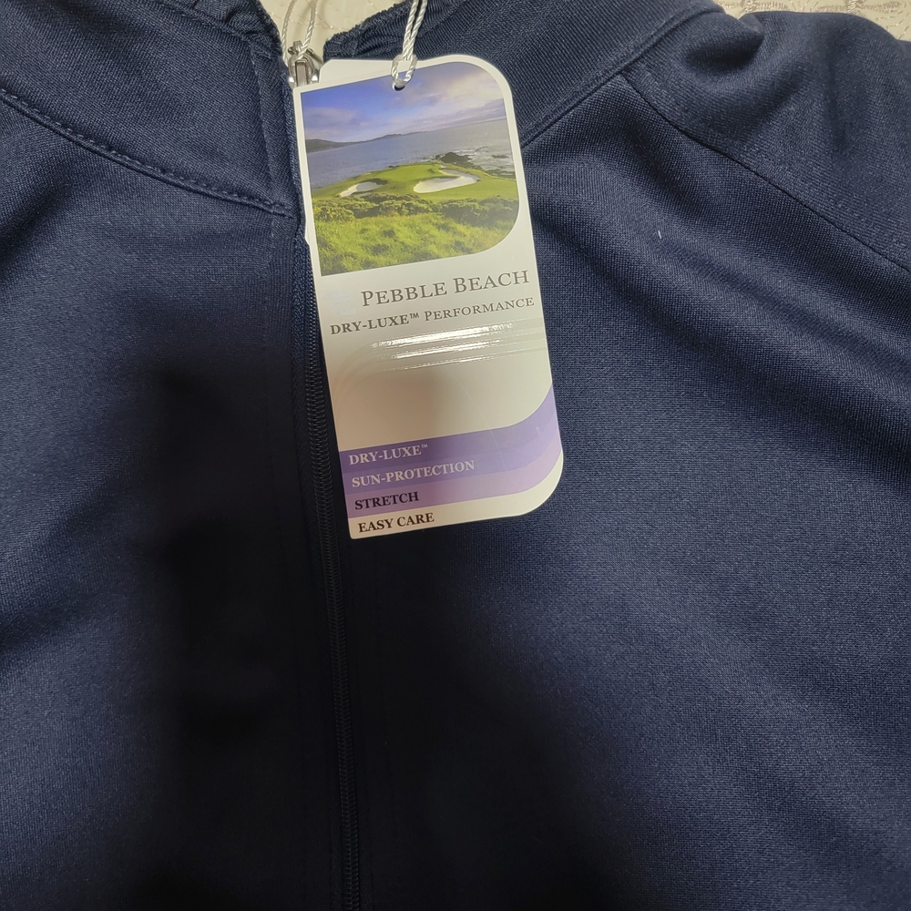 Pebble Beach Navy Ruffle Zip-Up - Picture 3 of 9